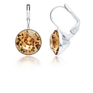 Bella Earrings with 4 Carat Light Colorado Topaz Crystals Rhodium Plated